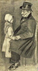 彼の娘と一緒に座っている男、1882 作： Vincent van Gogh