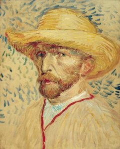 麦わら帽子と画家のコートの自画像 作： Vincent van Gogh