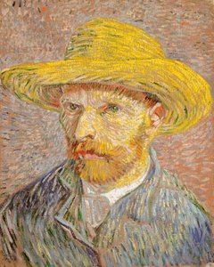 麦わら帽子の表側の自画像：ジャガイモの皮むき器、1887年。 作： Vincent van Gogh