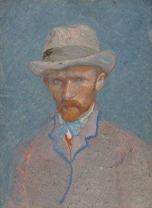灰色のフェルトの帽子をかぶった自画像 作： Vincent van Gogh