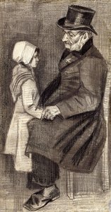 小さな女の子と一緒に座っている男;フィレと座っている男、1882