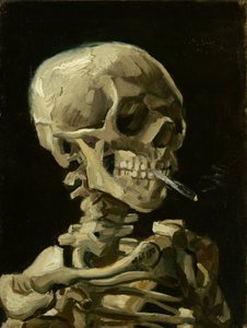 燃えるタバコのある骸骨の頭蓋骨、1886年頃（キャンバスに油彩） 作： Vincent van Gogh