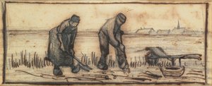 ジャガイモの収穫、四季を表す一連の4枚の絵から（鉛筆、ペン、紙に茶色のインク）（61643-5も参照）