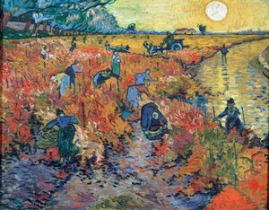 アルルの赤いブドウ畑、1888年。 作： Vincent van Gogh