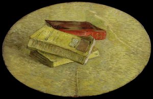 「三冊の本」（三冊の小説）ヴィンセント・ヴァン・ゴッホ（1853-1890）の絵画、1887年薄暗い31 X 48.5 cmヴァン・ゴッホ美術館、アムステルダム 作： Vincent van Gogh