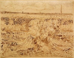 穀物束と麦畑 作： Vincent van Gogh