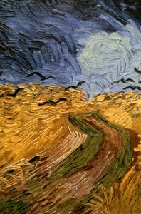 カラスのいる麦畑、1890年の詳細。 作： Vincent van Gogh