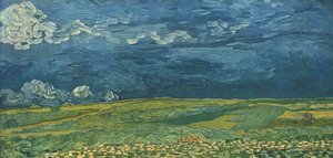 1890年7月、1947年7月、雷雲の下の麦畑。 作： Vincent van Gogh
