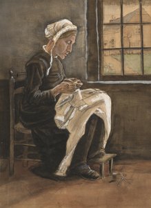 裁縫する女性 作： Vincent van Gogh
