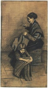 Sien、-Sitting-on-A-Basket、-with-Girl F1072ヴィンセントファンゴッホ 作： Vincent van Gogh