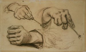 スタディ、3つの手、2つのホールディングフォークF 1161r JH 746 作： Vincent van Gogh