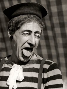 道化師の肖像、イタリア、1950年頃（ゼラチンシルバープリント） 作： ヴィンチェンツォ・バロッキ