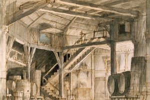 ヴィンチェンツォ ベッリーニ (1801-1835) のオペラ、ノルマのためのフランチェスコ バニャーラによるセット デザイン、ヴェネツィアのラ フェニーチェ劇場で上演 作： Vincenzo Bellini
