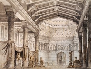 Set design by Francesco Bagnara for second scene of Norma, opera by Vincenzo Bellini (1801-1835), performed at La Fenice Theatre in Venice   1462275   ja       japanese Successfully Translated  Original: Lustre, held by a Groom Translat: Lustre, held by a  作： Vincenzo Bellini