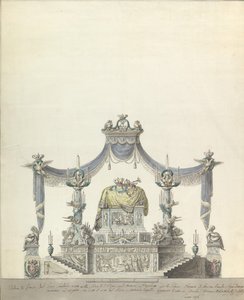 ロシア側立面図の女帝エカテリーナ 2 世のカタファルケ、1796 年。 作： Vincenzo Brenna