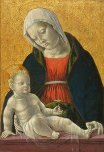 マドンナとチャイルド、1460～1470年頃（パネルにテンペラと金箔） 作： Vincenzo Foppa