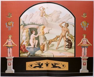 Actaeonがバースで女神ダイアナを発見、ポンペイのサルストの家のフレスコ画を再建