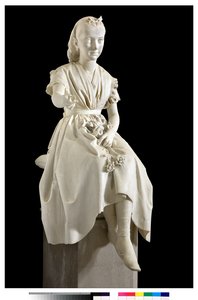 少女時代のヴァージニア・ブスティ・ポーロ侯爵夫人の肖像、または花を捧げる若い女性の肖像