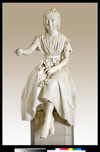 花を提供する若い女の子または若い女性としてのマーキスバージニアバスティポロの肖像画 作： Vincenzo Vela