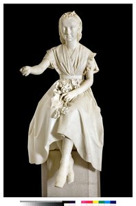 花を提供する若い女の子または若い女性としてのマーキスバージニアバスティポロの肖像画