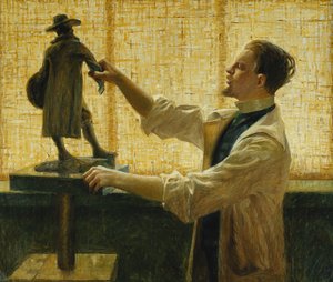 彫刻家カール・エルドのスタジオで、1908 作： Vitalis Nyberg