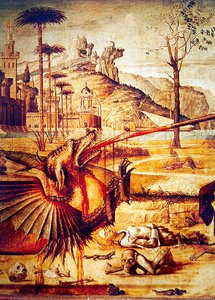 ドラゴンを殺す聖ジョージの詳細、1502-07年 作： Vittore Carpaccio