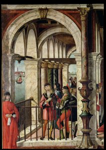 英国大使の到着、詳細、セントウルスラサイクル、1435年にキャンバスに油彩、119435 作： Vittore Carpaccio
