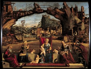 聖なる会話 ヴィットーレ・カルパッチョ（1450-1526）の絵画 16世紀 日0.98x1.27 m アヴィニョン、小宮殿の博物館 作： Vittore Carpaccio