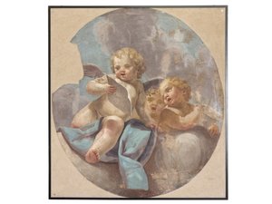 聖アウグスティヌス教会の天使のフレスコ画 作： Vittorio Maria Bigari