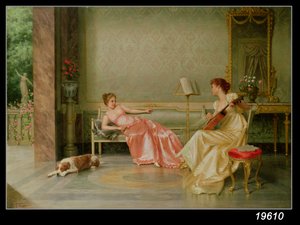 ミュージカルの幕間（キャンバスに油彩） 作： Vittorio Reggianini