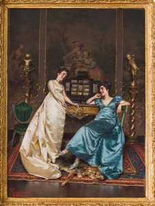 真珠のネックレス（キャンバスに油彩） 作： Vittorio Reggianini