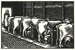 トーマス・ハーディの「Tess Of The DUrbervilles」のイラスト（彫刻）。 作： Vivien Gribble