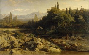 クリミア。 川のある山の風景、1868 年 作： Vladimir Donatovich Orlovsky
