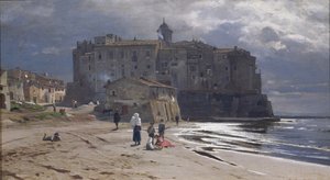 海沿いの町、1870年代