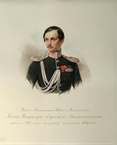 ヴィクトル・イラリオノヴィッチ・ヴァシルチコフ伯爵の肖像 (1820-1878) (帝国騎兵隊のアルバムより) - ハウ (ガウ)、ウラジミール・イヴァノヴィッチ (1816-1895) - 1846-1849 - 紙に水彩 - ロシア文学研究所 IRLI (プーシキン) -House)、サンクトペテルブルク 作： Vladimir Ivanovich Hau