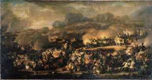 1813 年 10 月のライプツィヒ (ドイツ) でのラ バタイユ デ ナシオン。 ライプツィヒの戦いとも呼ばれ、ナポレオンの大陸軍 (1769 ～ 1821 年) が被った最大の敗北でした。 ウラジーミル1世の絵 作： Vladimir Ivanovich Moshkov