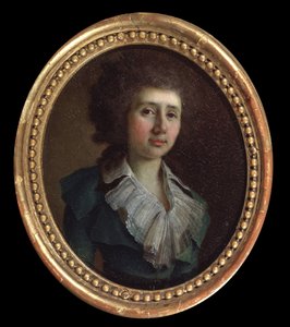 作家ヴァシリー V. カプニスト (1757 または 1758-1823) の肖像。 （著者ヴァシリー・V・カプニストの肖像）。 Vladimir Lukich Borovikovsky (ou Borovikovski) (1757-1825) による絵画。 ユイル・シュル・トワル 作： Vladimir Lukich Borovikovsky