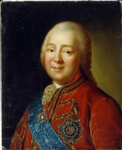 ニキータ・イワノビッチ・パニン伯爵 (1718-1783) の肖像。 （N.I.パニン伯爵の肖像）。 ウラジミール・ルキッチ・ボロヴィコフスキー (またはボロヴィコフスキー) (1757-1825) の絵画、ボール紙に油彩、18 世紀後半、ロシアの芸術。 キルギス州立美術館