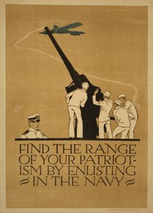 「海軍に入隊して愛国心の範囲を見つける」、1918 作： Vojtěch Preissig