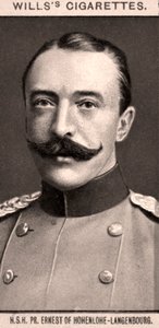 HSH、PR。ホーエンローエランゲンブールのアーネスト、1908年。 作： WD and HO Wills
