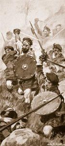 キリークランキーの戦いでのハイランダーズ、1689 年 7 月 27 日 (litho) 作： W.R.S. Stott