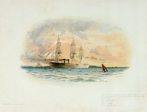HMS「ウォーリアー」（1860年）、19世紀後半（カラーリトグラフ） 作： W.S. Tomkin