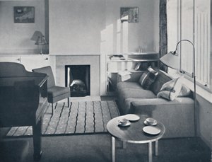 エルザブース-グランドピアノフォルテを収容するために計画されたリビングルーム、1939 作： W. Dennis Moss