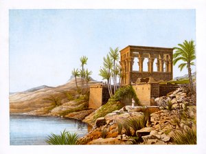 ナイル川沿いのエジプトの寺院、エジプト、c1870。 作： W. Dickens