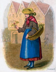 花を売るデンマークの女性、1809年。 作： W. Dickes