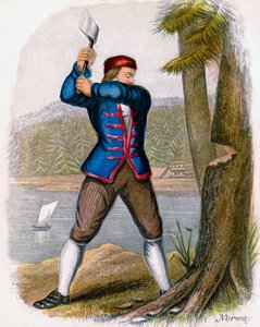 ノルウェーの木こり、1809年。 作： W. Dickes