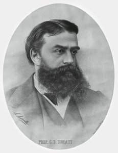 イタリアの数学者・天文学者ジョヴァンニ・バッティスタ・ドナティ（1826-1873）の肖像（エングレービング 作： John Ward Dunsmore