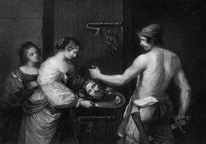 彼の頭は充電器に入れられ、19世紀半ばに乙女に与えられました。 作： W. H. Egleton