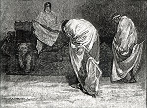 「キャッセルの図解されたイングランドの歴史」から聴衆を許可するセオドア皇帝、1866 作： W. Hatherell