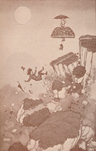 飛行機の発明者が地滑りの間に最初にアイデアを得た方法、c1918 1919 作： William Heath Robinson